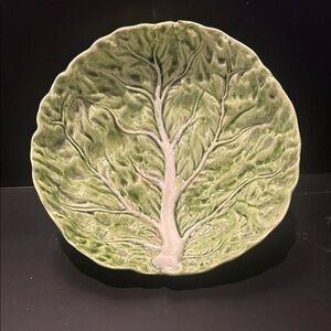 Vintage Portuguese small lettuce bowl Green Tree Design Ceramic small chip